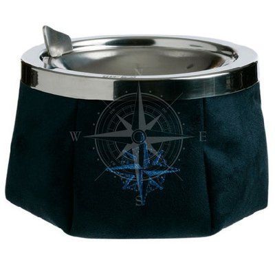 Пепельница с крышкой, нержавеющая сталь, замша, тёмно-синий, Marine Business. TY30111 фото