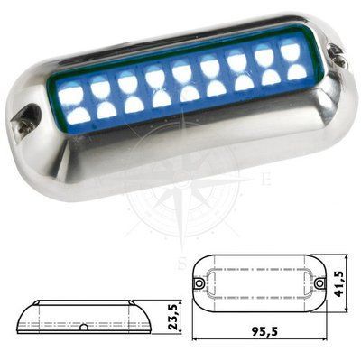 Светильник LED синий, накладной, подводный, 12 В, 1,2 Вт, нержавеющая сталь, Osculati. 13.640.02 фото