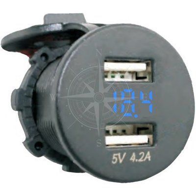 Гнездо USB с двойным выходом и вольтметром. Арт. SF50797-1B SF50797-1B фото