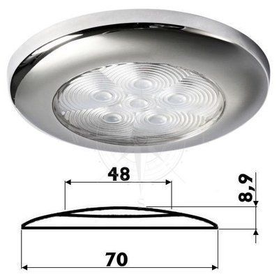 Светильник LED, накладной, 12/24 В, 1,2 Вт, пластик/нержавеющая сталь, прозрачное стекло, Osculati. 13.179.52 фото