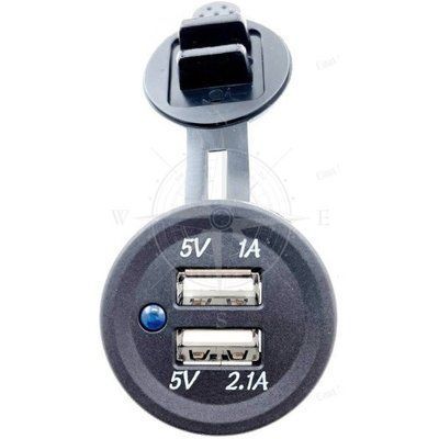 Гнездо 2хUSB (2,1+1А), 12/24 В, Sunfine. SF50782-1 фото