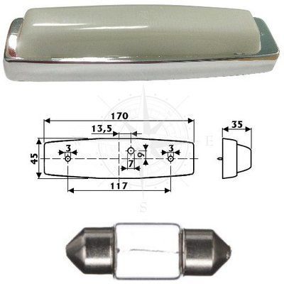 Светильник, матовый, накладной, Sv8.5-8, 12 В, 2×10 Вт, хромированный пластик, Hella Marine. 364011 фото
